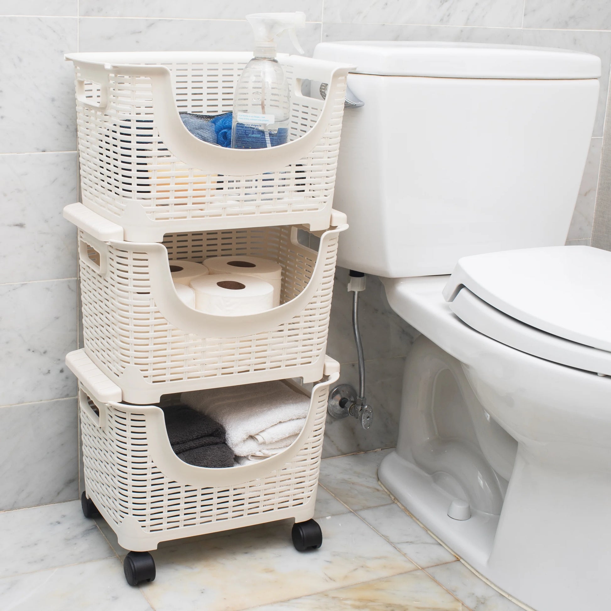 Plastic Storage Cart, Kitchen Storage, Rolling, Toy Storage, Laundry, Kitchen, Ivory