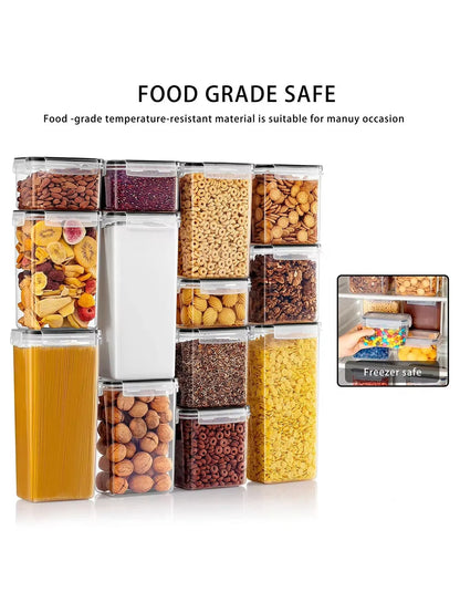 12Pcssealed Food Storage Containers with LIDS, Leak-Proof Kitchen Storage Kits, Plastic Kitchen Storage Containers for Pasta,
