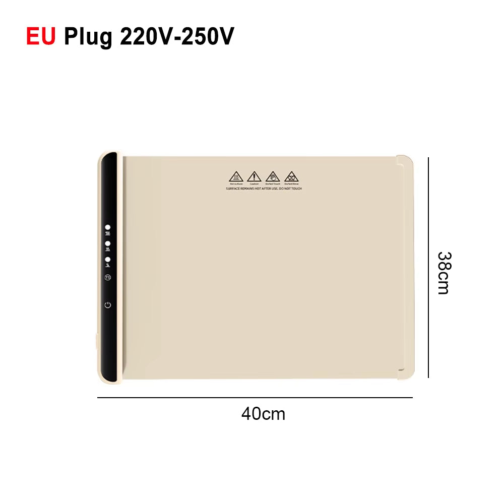 Electric Warming Tray Food Warmer Plate Foldable Portable Smart Food Fast Heating Mat Electric Warming Tray with 3 Tem Setting