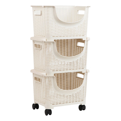 Plastic Storage Cart, Kitchen Storage, Rolling, Toy Storage, Laundry, Kitchen, Ivory