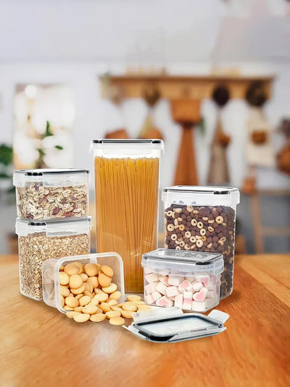 12Pcssealed Food Storage Containers with LIDS, Leak-Proof Kitchen Storage Kits, Plastic Kitchen Storage Containers for Pasta,