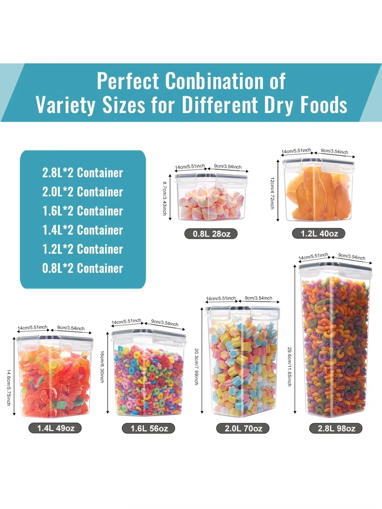 12Pcssealed Food Storage Containers with LIDS, Leak-Proof Kitchen Storage Kits, Plastic Kitchen Storage Containers for Pasta,