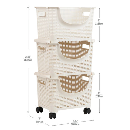 Plastic Storage Cart, Kitchen Storage, Rolling, Toy Storage, Laundry, Kitchen, Ivory