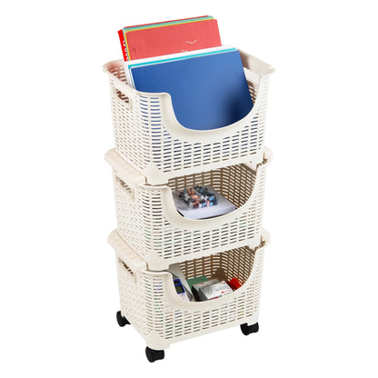 Plastic Storage Cart, Kitchen Storage, Rolling, Toy Storage, Laundry, Kitchen, Ivory