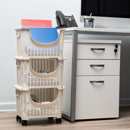 Plastic Storage Cart, Kitchen Storage, Rolling, Toy Storage, Laundry, Kitchen, Ivory